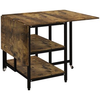 HOMCOM Mesa de comedor Mesa plegable mesa extensible, diseño industrial, 140 cm x 80 cm x 75 cm, Marrón + Negro   Aosom España