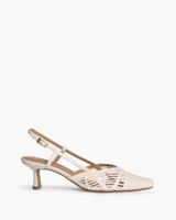 de corina - zapato de mujer tacon - salon - trenzado destalonado blanco