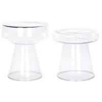 conjunto de 2 mesas auxiliares modernas de vidrio transparente de diseno transparente lagunacaldera