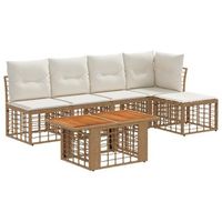 conjunto de sofas de jardin 6 uds natural y crema vidaxl