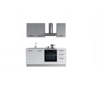Cocina con electrodomésticos gilda 2.0 195cm izquierda gris claro y madera gris