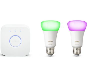 PHILIPS Hue White and Colour Ambiance Mini Smart Bulb Starter Kit - E27, White