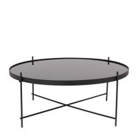 mesa de centro negra de cristal templado y acero
