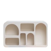 estanteria baja con 6 nichos de madera blanca