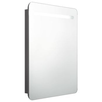 Armario De Baño Con Espejo Y Led Gris 60x11x80 Cm Vidaxl