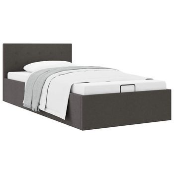 Cama Canapé Hidráulica Almacenaje Tela Gris Oscuro 100x200 Cm Vidaxl