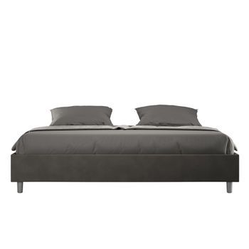 Cama Con Almacenaje Acolchada Sin Cabecero 180x190 Microfibra Gris Azelia