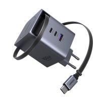 cargador ugreen nexode pro 100w ganinfinity con cable retractil usb-c integrado