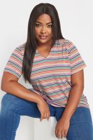 yours camiseta algodon de rayas con cuello polo mujer curvy y tallas grandes yours
