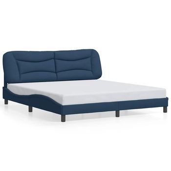 Estructura De Cama Sin Colchón Hvar Tela Azul 180x200 Cm Vidaxl