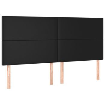 Pack 4 Uds Cabeceros Cama | Panel De Cabeceras De Cuero Sintético Negro 90x5x78/88 Cm