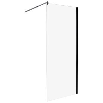 Mampara De Ducha De Vidrio Templado Sin Puerta Negro 80 X 190 Cm Ahaus