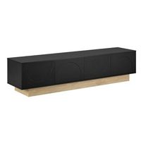 mueble tv negro mate de 175x40x415 cm con cuatro puertas de relieve curvo