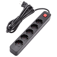 aigostar regleta enchufes alargador enchufe de 5 enchufes con interruptor cable de 3 metros negro