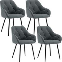 set 4 sillas de comedor ergonomicas tapizadas en terciopelo con patas de metal - gris oscuro - woltu