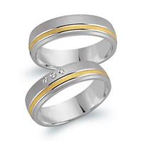 alianzas 8 quilates oro amarillo-blanco 3 diamantes