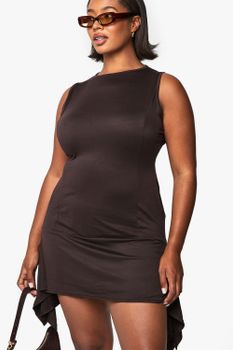 Vestido Recto Plus Súper Suave Estilo Pañuelo, Brown