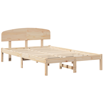 Cama Matrimonial | Cama Doble | Estructura De Cama Con Cabecero 135x190 Cm De Madera Maciza De Pino Cfw29093
