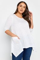 yours top blanco asimetrico con bolsillos laterales mujer curvy y tallas grandes yours