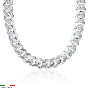 Cadena barbada para hombre de plata 925, 12 mm