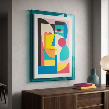 Impresión sobre lienzo lacado con marco acrílico cm 50x3,3x70