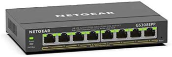 NETGEAR 8-Port Gigabit Ethernet High-Power PoE+ Plus Switch (GS308EPP) Gestionado L2/L3 Gigabit Ethernet (10/100/1000) Energía sobre Ethernet (PoE) Negro