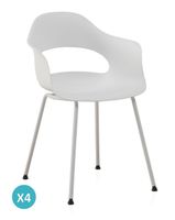 pack 4 sillones pp color blanco con patas metalicas
