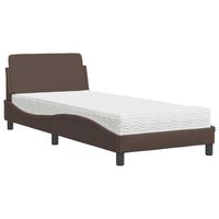 cama individual  cama para adultos  cama con colchon cuero sintetico marron 90x200 cm