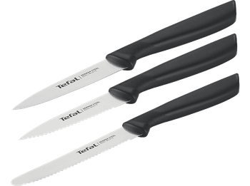 Set de cuchillos - Tefal Colorfood K2733S04, 3 piezas, Acero Inoxidable, Negro