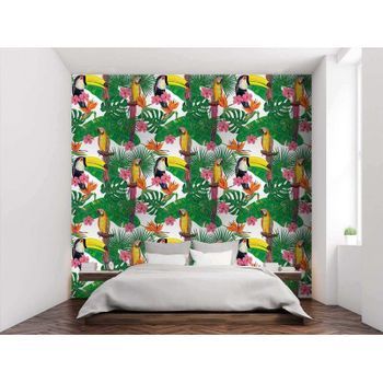 Fotomural Vinilo Tucan Y Loro Tropical 400 X 300 Cm