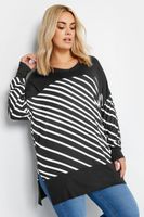yours top negro con rayas diagonales blancas mujer curvy y tallas grandes yours