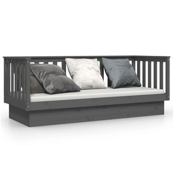 Sofá Cama Madera Maciza De Pino Gris 75x190 Cm Vidaxl