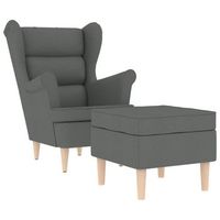 sillon con taburete reposapies tela gris oscuro vidaxl