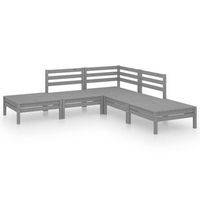 conjunto de muebles de jardin 5 uds  mesa y sillas madera maciza de pino gris