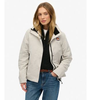 Superdry para mujer. W5011987A Chaqueta Shell blanco roto (L), Casual, Poliéster