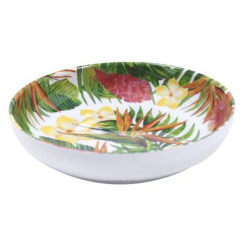 Plato hondo de melamina decorado con flores exóticas ø