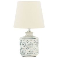 lampara de mesa de ceramica beige claro azul claro 35 cm pantalla de tela rosanna