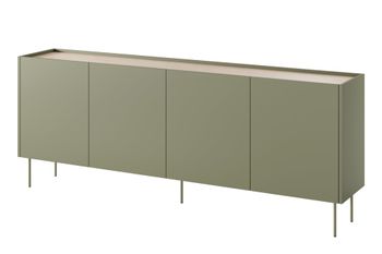 Cómoda de 4 puertas con pie de metal 220x85 cm