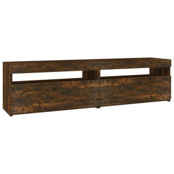 2 Uds Mueble Tv | Mueble De Salón | Armario Tv Con Luces Led Roble Ahumado 75x35x40 Cm