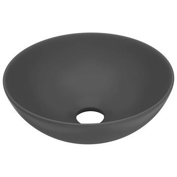 Lavabo De Cuarto De Baño Redondo Cerámica Gris Oscuro Vidaxl