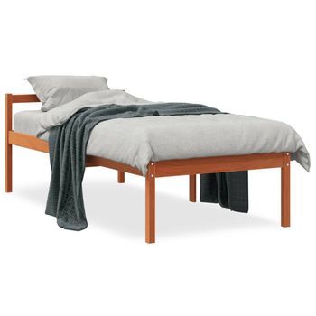 Cama Para Mayores Madera Maciza De Pino Marrón Cera 90x190 Cm Vidaxl