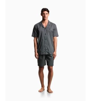 Emporio Armani para hombre. EM001372_AF19318 Pijama con bermudas de muselina estampada marino (L), Homewear, Algodón, Manga corta