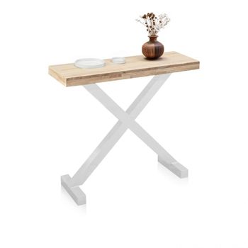 Mueble de recibidor consola 90x30 cm madera roble salvaje - blanco