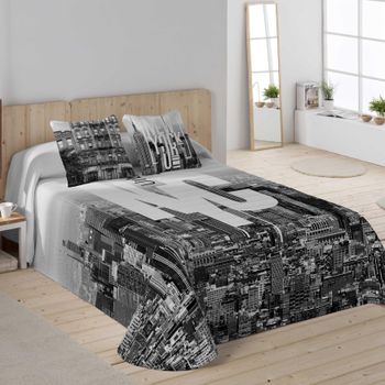 NATURALS - Colcha Bouti Estampada - Tejido 100% Algodón Extra Suave Relleno 100% Poliéster- Fabricado en España - Modelos Nueva York - Cama 90/135/150/180 cm