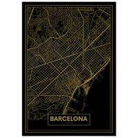 panorama carton pluma mapa oro de barcelona 70 x 100 cm  impreso en carton pluma de alta calidad  cuadros decoracion salon  cuadros para dormitorio