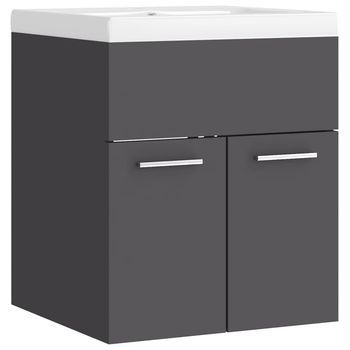 Mueble Con Lavabo Madera De Ingeniería Gris Vidaxl