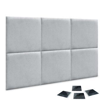 Dhome Juego De 6 Paneles Tapizados De Tela Autoadhesivos Para Pared Acústicos Absorbentes Protección Impactos Cabeceros (gris Claro, 60x60cm, X6)
