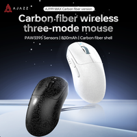 ajazz aj199 raton inalambrico para juegos tri-modo de fibra de carbono 1k sensor paw3311 ligero de 60g