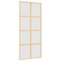 puerta corredera dorada vidrio esg esmerilado aluminio 90x205cm vidaxl