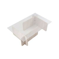 mesa de centro randi travertino y transparente